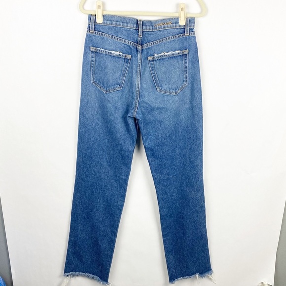 Carmar Button Fly Distressed Jeans Raw Hem Womens Size 28 High Rise Straight - Picture 3 of 9